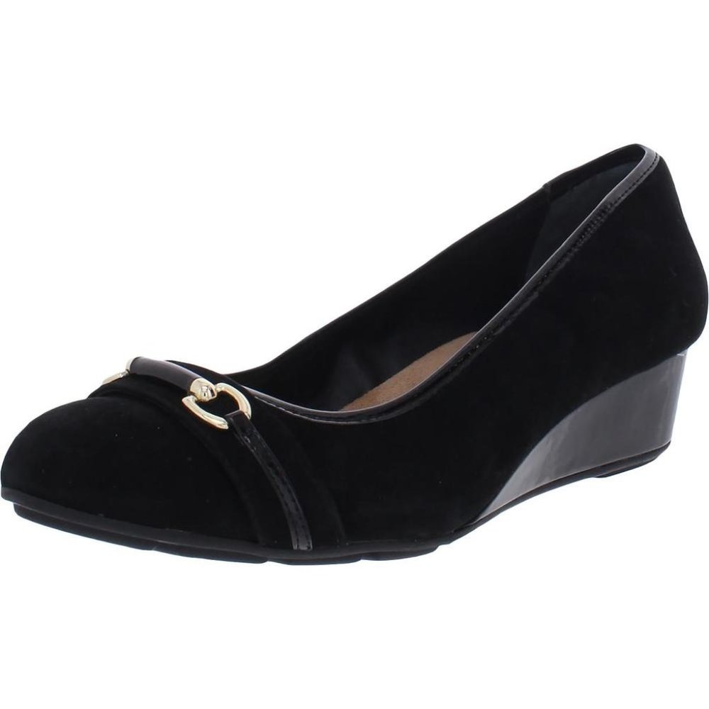 Giani Bernini Eaton Black Suede Slip On Wedge Heels - Size 6.5